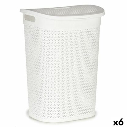 Καλάθι για τα Ρούχα Λευκό Πλαστική ύλη 60 L 43,5 x 57,5 x 34 cm (x6)