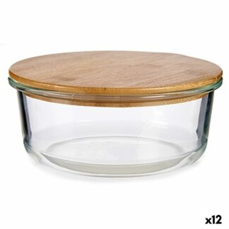 Στρογγυλό άπερ με Καπάκι Bamboo 15 x 6,5 x 15 cm (12 Μονάδες)