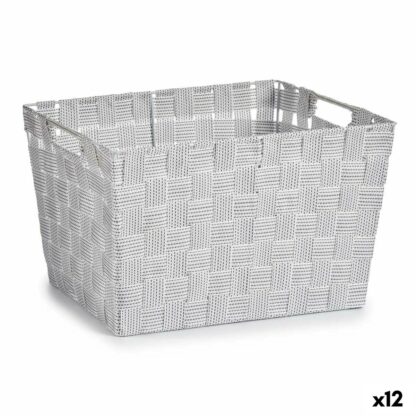 Καλάθι για τα Ρούχα Λευκό Ύφασμα 10 L 25 x 20 x 35 cm (12 Μονάδες)