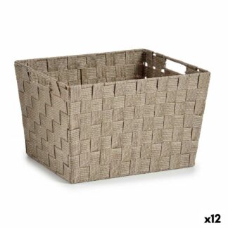 Καλάθι για τα Ρούχα Λευκό Ύφασμα 10 L 25 x 20 x 35 cm (12 Μονάδες)