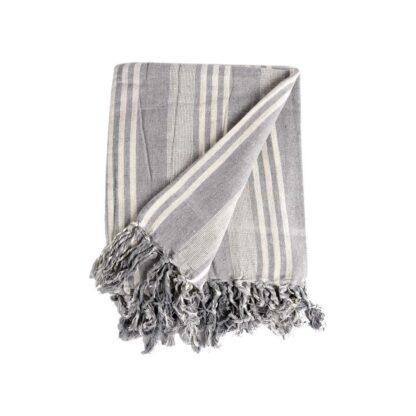 Πολλαπλών χρήσεων Foulard Ρίγες 235 x 205 cm Λευκό Γκρι (8 Μονάδες)