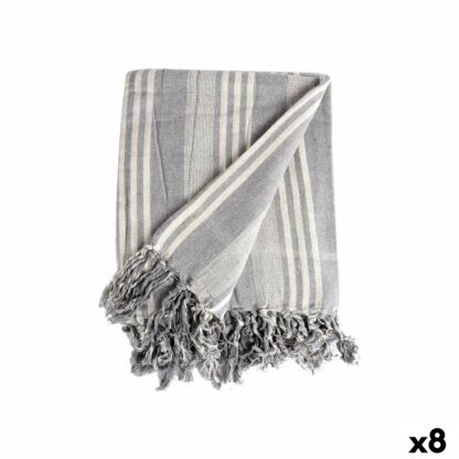 Πολλαπλών χρήσεων Foulard Ρίγες 235 x 205 cm Λευκό Γκρι (8 Μονάδες)