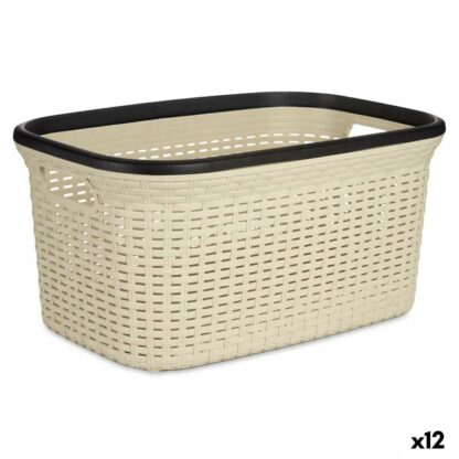 Καλάθι για τα Ρούχα Κρεμ Πλαστική ύλη 36 L 36 x 25,5 x 52,5 cm (12 Μονάδες)