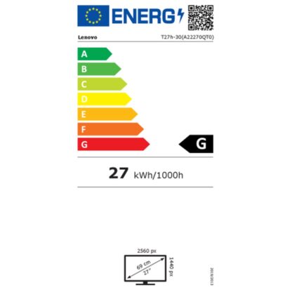 Lenovo T27h-30 LED display 68.6 cm (27") 2560 x 1440 pixels Quad HD Black - Οθόνη 63A3GAT1EU 27″ IPS