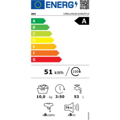 Πλυντήριο ρούχων AEG LFR6114O2B Λευκό 10 kg 1400 rpm 60 cm