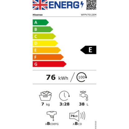 Πλυντήριο ρούχων Hisense WFVB7012EM Λευκό 60 cm 1200 rpm 7 kg