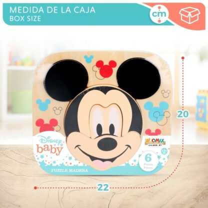 Ξύλινο Παιδικό Παζλ Disney Mickey Mouse + 12 Μηνών 6 Τεμάχια (12 Μονάδες)