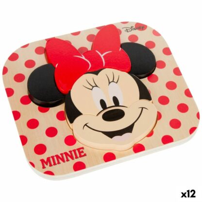 Ξύλινο Παιδικό Παζλ Disney Minnie Mouse + 12 Μηνών 6 Τεμάχια (12 Μονάδες)