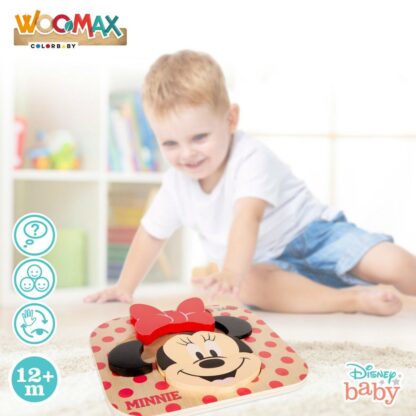 Ξύλινο Παιδικό Παζλ Disney Minnie Mouse + 12 Μηνών 6 Τεμάχια (12 Μονάδες)