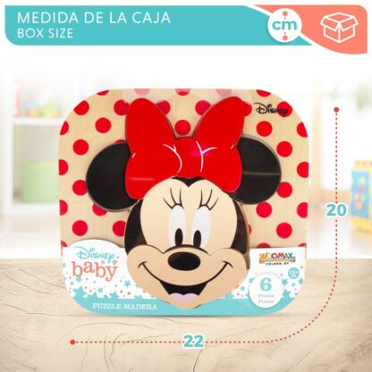 Ξύλινο Παιδικό Παζλ Disney Minnie Mouse + 12 Μηνών 6 Τεμάχια (12 Μονάδες)