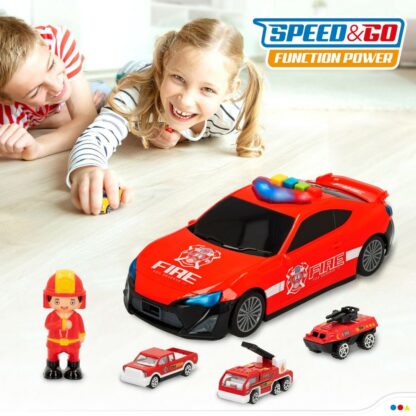 Playset Οχημάτων Speed & Go 30 x 9,5 x 13 cm Πυροσβέστης Φως Ήχος 4 Μονάδες