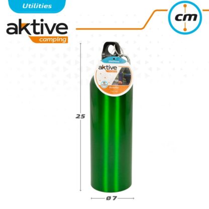 Μπουκάλι νερού Aktive 750 ml Snap γάντζος Αλουμίνιο 7 x 25 x 7 cm (24 Μονάδες)