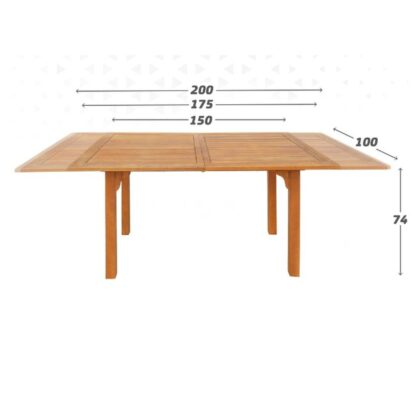 Επεκτάσιμο Τραπέζι Aktive 200 x 74 x 100 cm ξύλο ακακίας