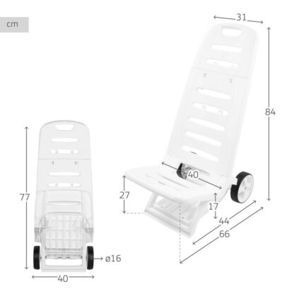 Καρέκλα στην παραλία Aktive Λευκό Τροχούς 40 x 84 x 44 cm (x2)