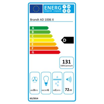 Συμβατικός Απορροφητήρας Brandt AD1006X 80W 600 m3/h Ανοξείδωτο ατσάλι (60 cm)