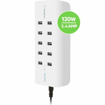 Belkin RockStar B2B139vf USB charging station Mains socket Max. output current 24000 mA 10 x USB - Hub B2B139VF Λευκό