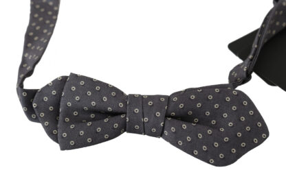 Dolce & Gabbana - Elegant Silk Gray Circle Pattern Bow Tie