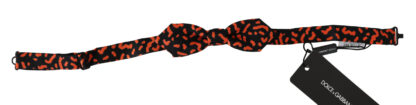 Dolce & Gabbana - Elegant Silk Tied Bow Tie in Orange Black