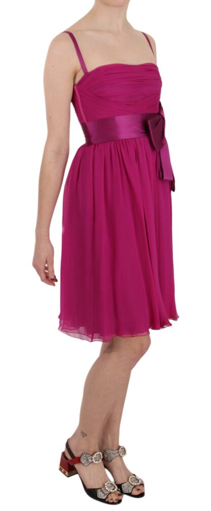 Dolce & Gabbana - Elegant Fuchsia Pink Silk Bow Front Dress