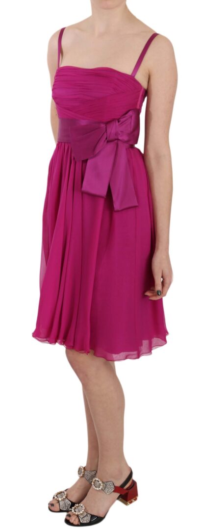 Dolce & Gabbana - Elegant Fuchsia Pink Silk Bow Front Dress