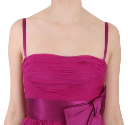 Dolce & Gabbana - Elegant Fuchsia Pink Silk Bow Front Dress