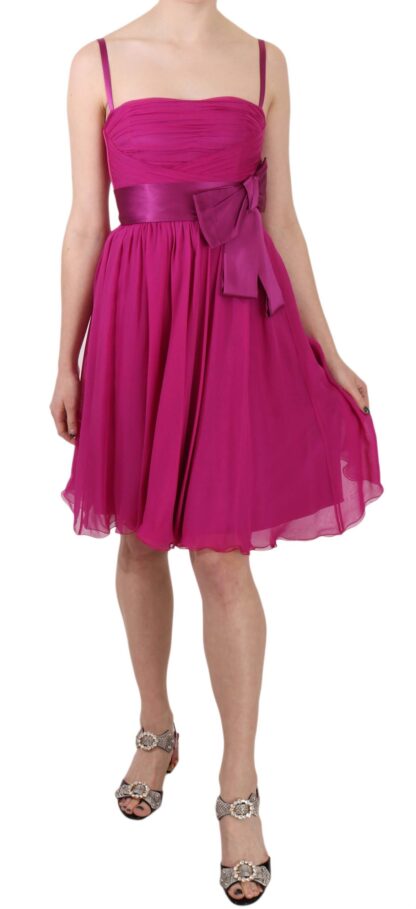 Dolce & Gabbana - Elegant Fuchsia Pink Silk Bow Front Dress