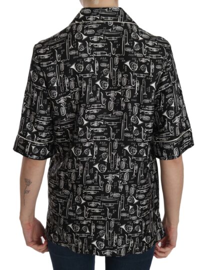 Dolce & Gabbana - Musical Instrument Silk Collared Top