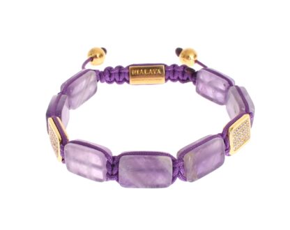 Nialaya - Dazzling Diamond Gold-Plated Amethyst Bracelet