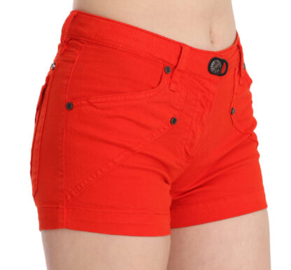 PLEIN SUD - Chic Mid Waist Mini Shorts in Vibrant Orange