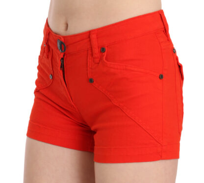 PLEIN SUD - Chic Mid Waist Mini Shorts in Vibrant Orange