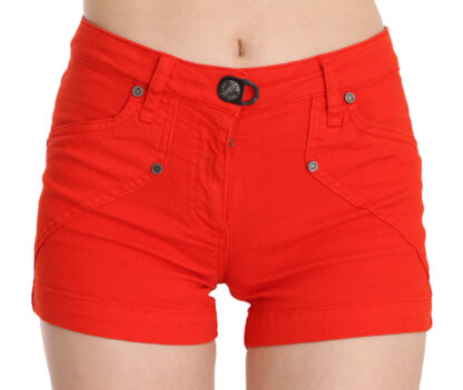 PLEIN SUD - Chic Mid Waist Mini Shorts in Vibrant Orange