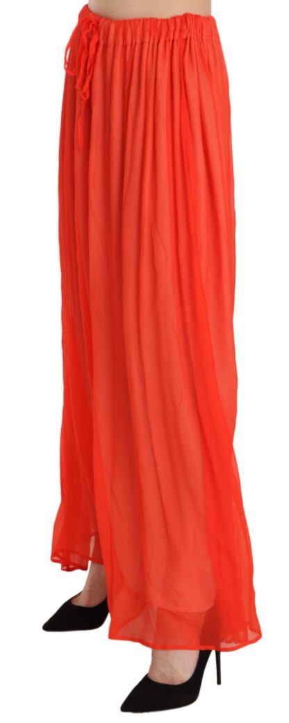 Jucca - Elegant Orange Pleated Maxi Skirt