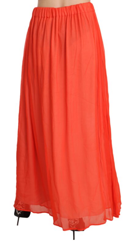 Jucca - Elegant Orange Pleated Maxi Skirt