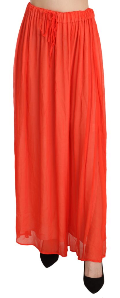 Jucca - Elegant Orange Pleated Maxi Skirt