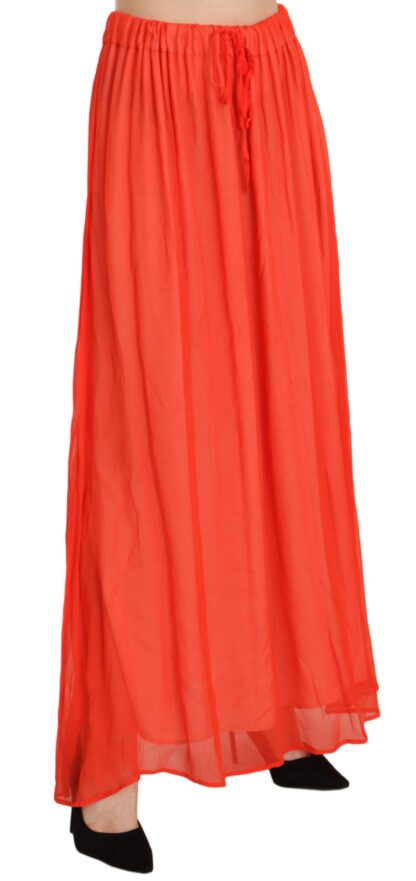 Jucca - Elegant Orange Pleated Maxi Skirt