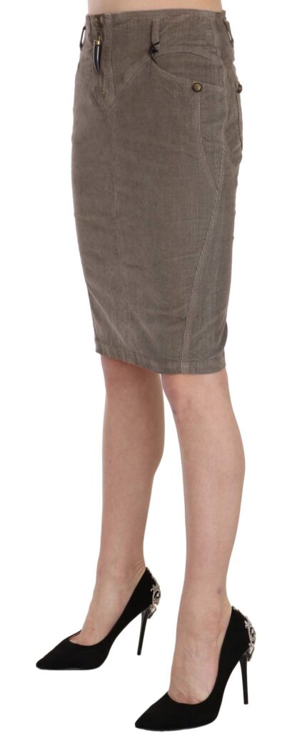 Just Cavalli - Chic Gray Pencil Skirt with Logo Details