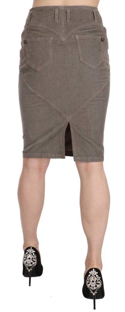 Just Cavalli - Chic Gray Pencil Skirt with Logo Details