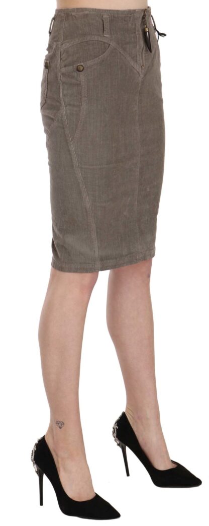 Just Cavalli - Chic Gray Pencil Skirt with Logo Details