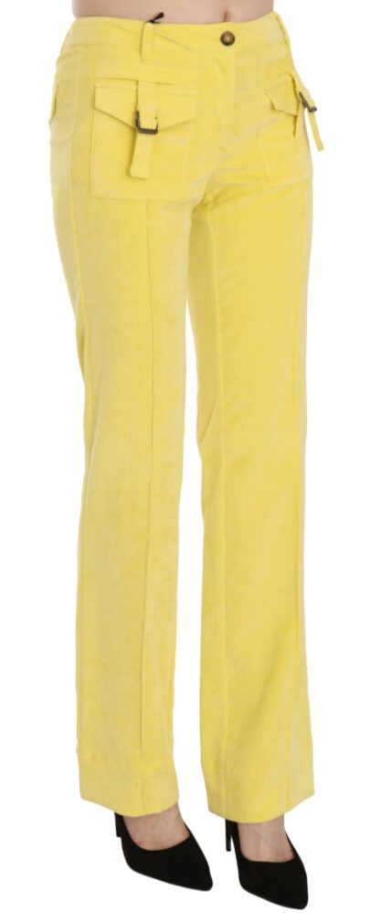 Just Cavalli - Chic Yellow Corduroy Mid Waist Pants