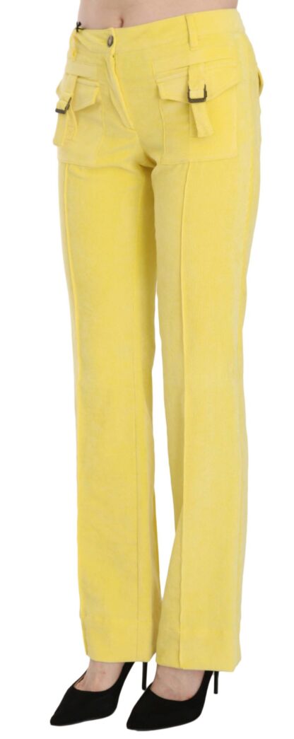 Just Cavalli - Chic Yellow Corduroy Mid Waist Pants