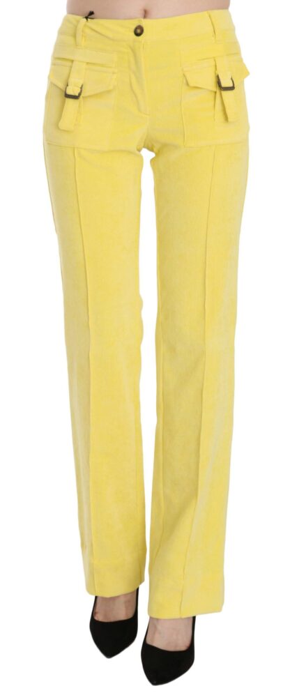 Just Cavalli - Chic Yellow Corduroy Mid Waist Pants