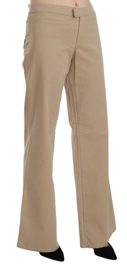 Just Cavalli - Beige Mid Waist Flared Luxury Trousers