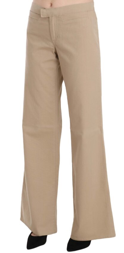 Just Cavalli - Beige Mid Waist Flared Luxury Trousers