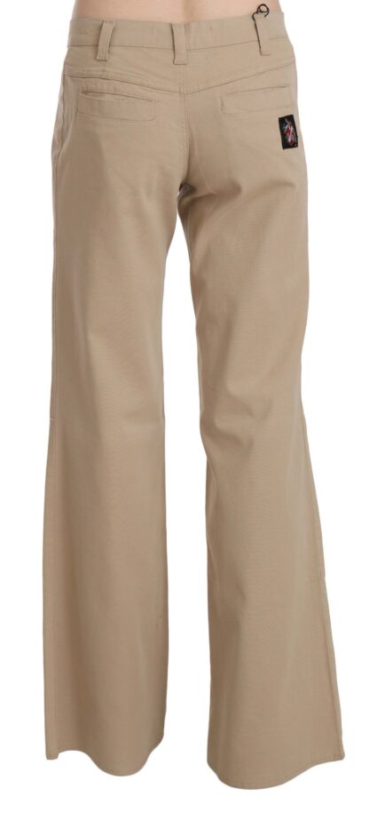 Just Cavalli - Beige Mid Waist Flared Luxury Trousers