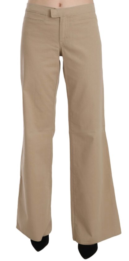 Just Cavalli - Beige Mid Waist Flared Luxury Trousers