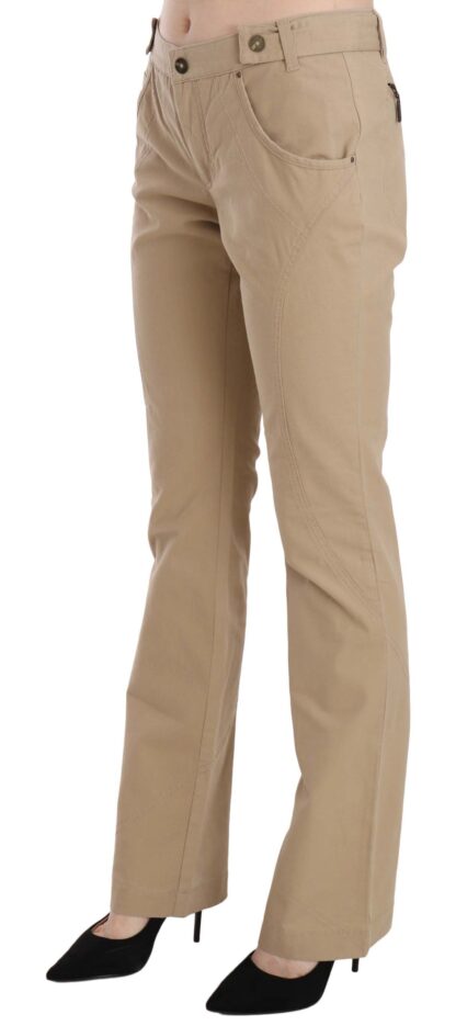 Just Cavalli - Beige Mid Waist Straight Leg Pants