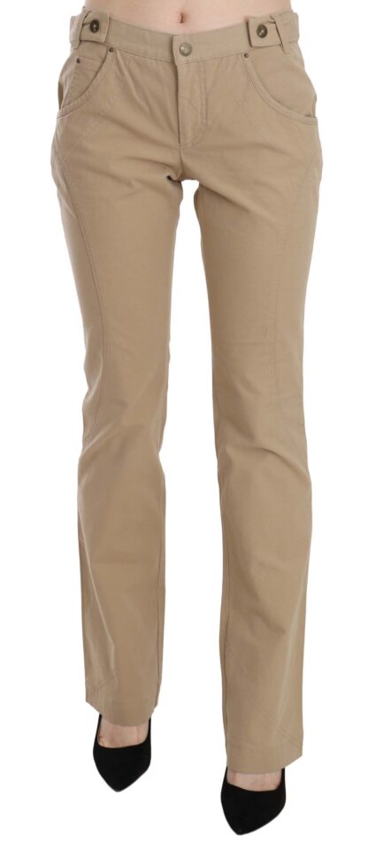 Just Cavalli - Beige Mid Waist Straight Leg Pants