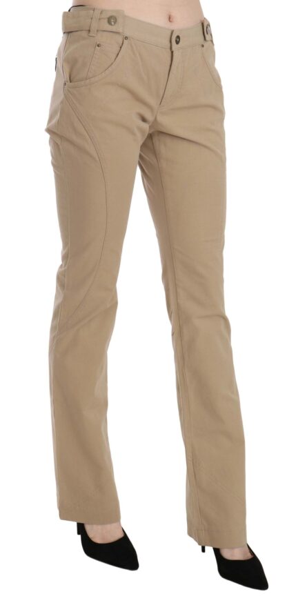 Just Cavalli - Beige Mid Waist Straight Leg Pants