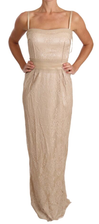 Dolce & Gabbana - Elegant Beige Sheath Floor-Length Dress