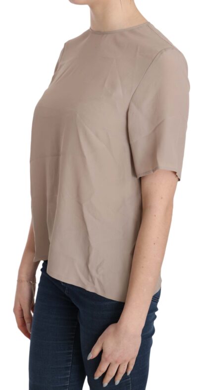 Dolce & Gabbana - Elegant Beige Silk Blend Crew Neck Blouse